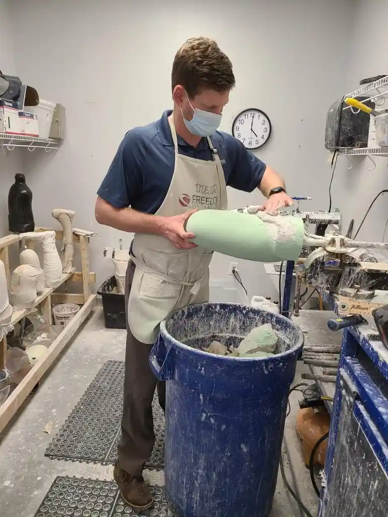 Technician working on a prosthetic